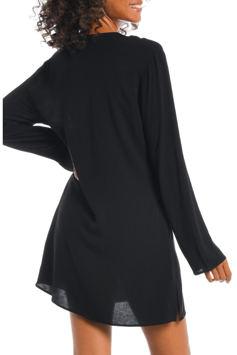 V-Neck Cover-Up Tunic Dress, Alternate, color, BLACK