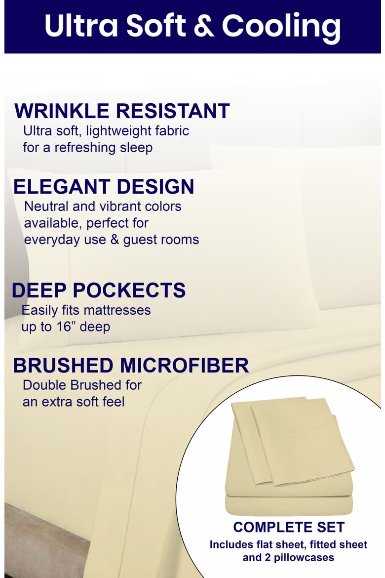 Deep Pocket Microfiber Sheet Set, Alternate, color, CREAM