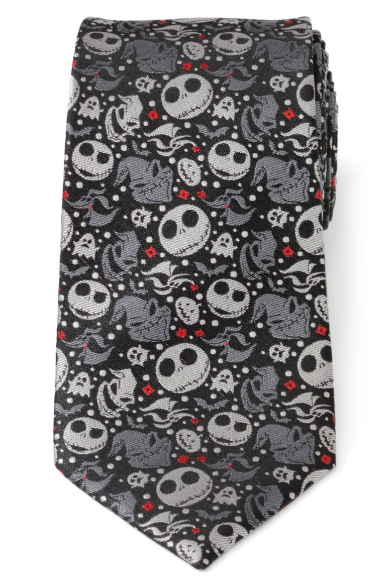 Nightmare Before Christmas Black Silk Tie, Main, color, MULTI