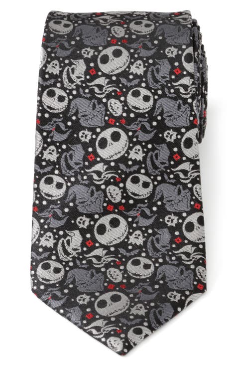 Nightmare Before Christmas Black Silk Tie