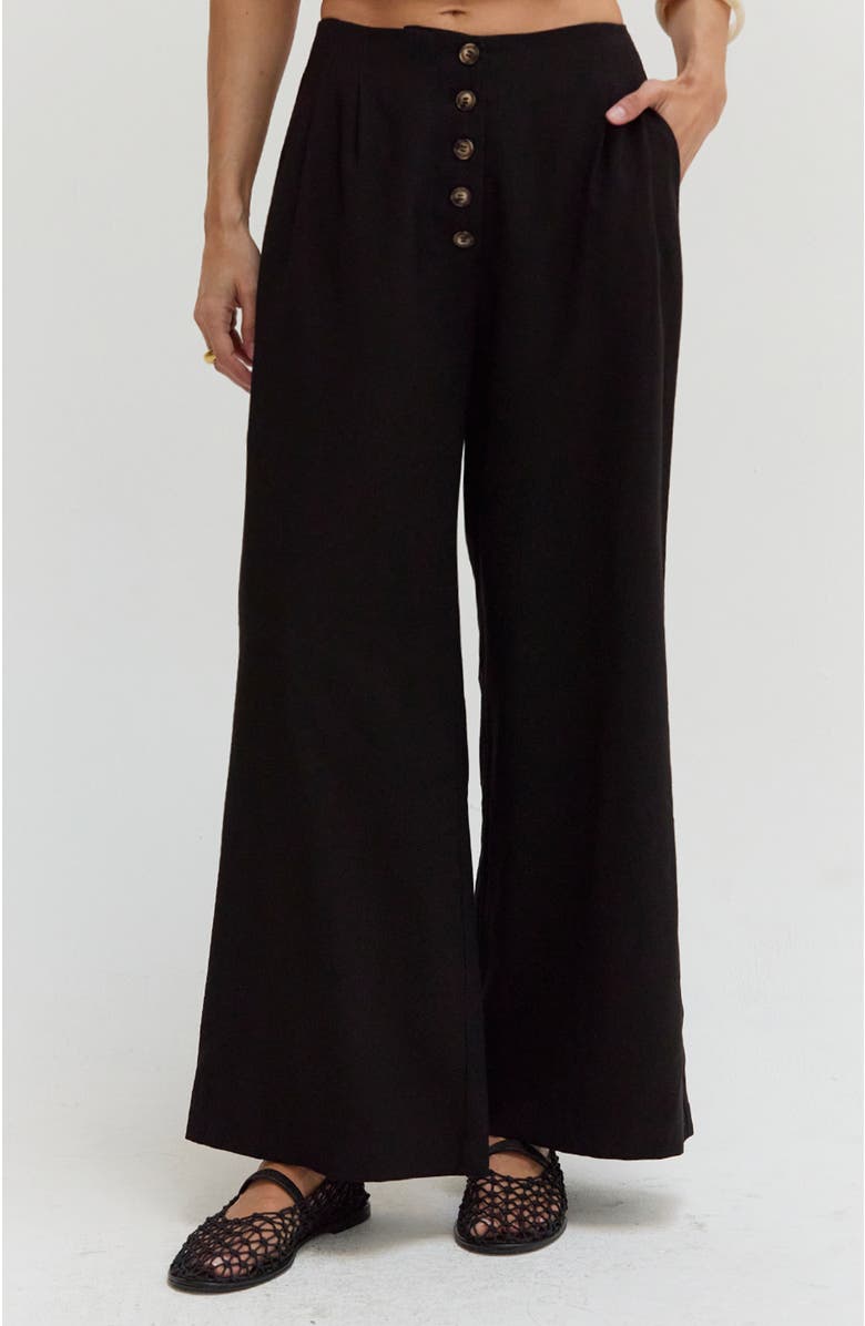 CRESCENT High Waisted Wide Leg Culotte Pants, Main, color, Black