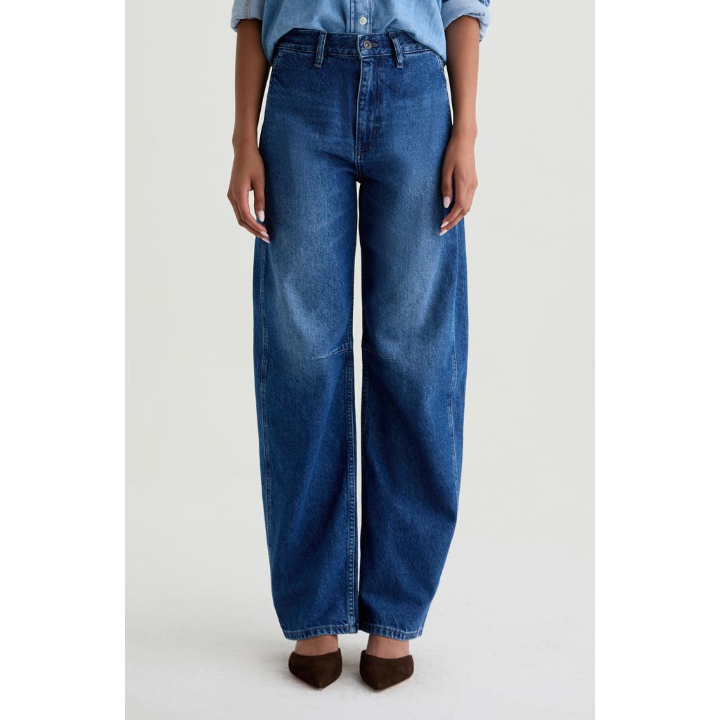 Ag Mercer High Waist Barrel Jeans In Brown
