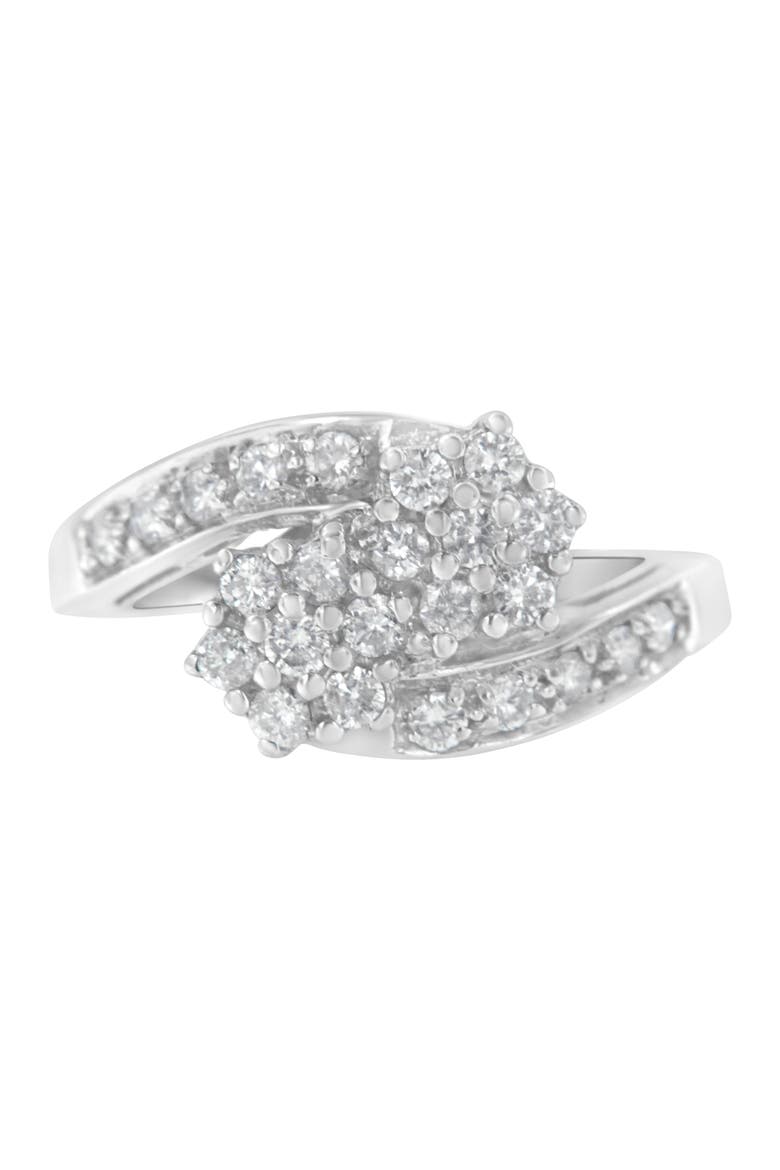 14KT White Gold 7/8 cttw Diamond Cluster Ring Band, Main, color, White