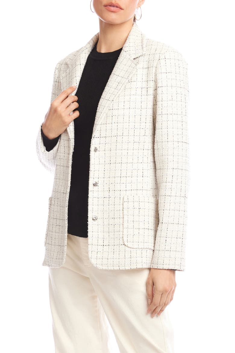 Check Tweed Blazer, Alternate, color, BLACK/ OFF WHITE