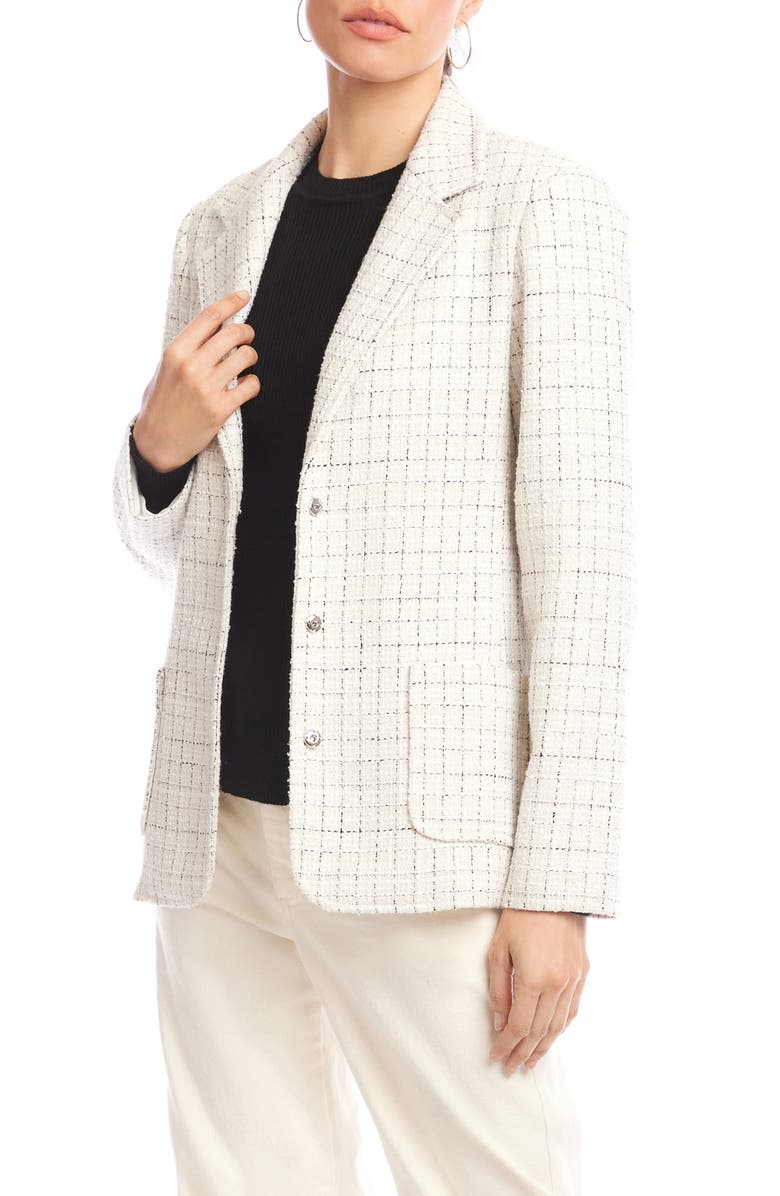 Karen Kane Check Tweed Blazer, Alternate, color, Black/ Off White