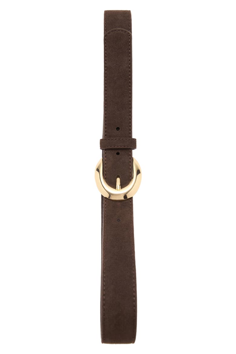 Oval Buckle Suede Belt, Alternate, color, CHOCOLATE