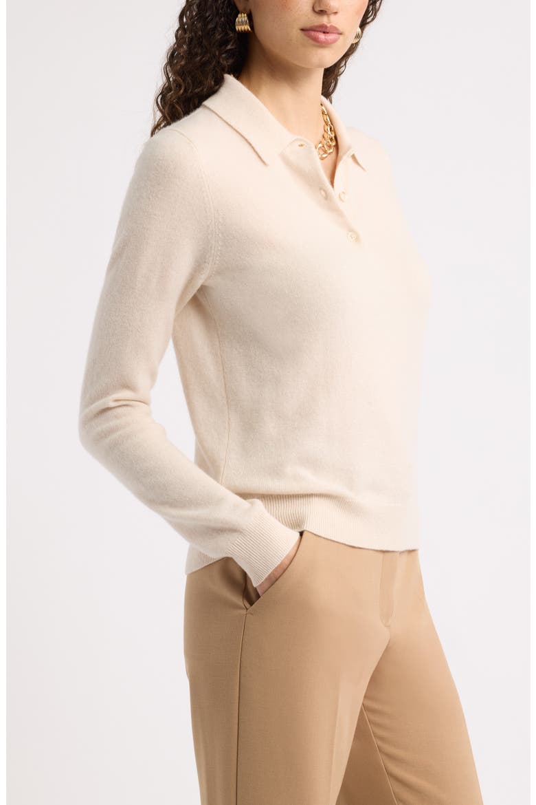 Cashmere Polo Sweater, Alternate, color, BEIGE BEACH