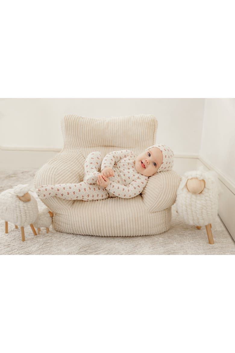 Fruit Print Wrap Romper Set with Hat, Alternate, color, Mauve