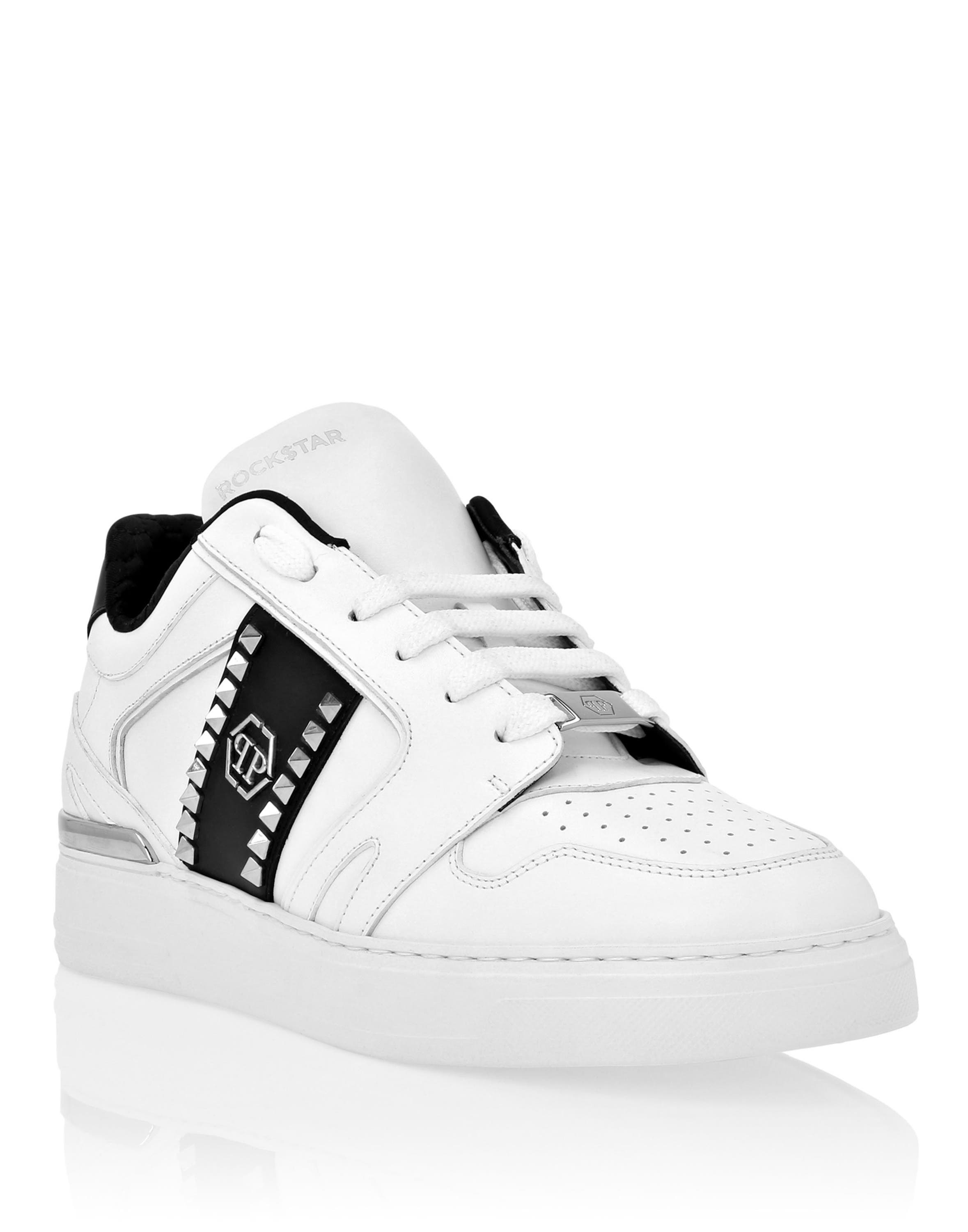 Nappa Leather Lo-Top Sneakers Studs Unisex, Main, color, white/black