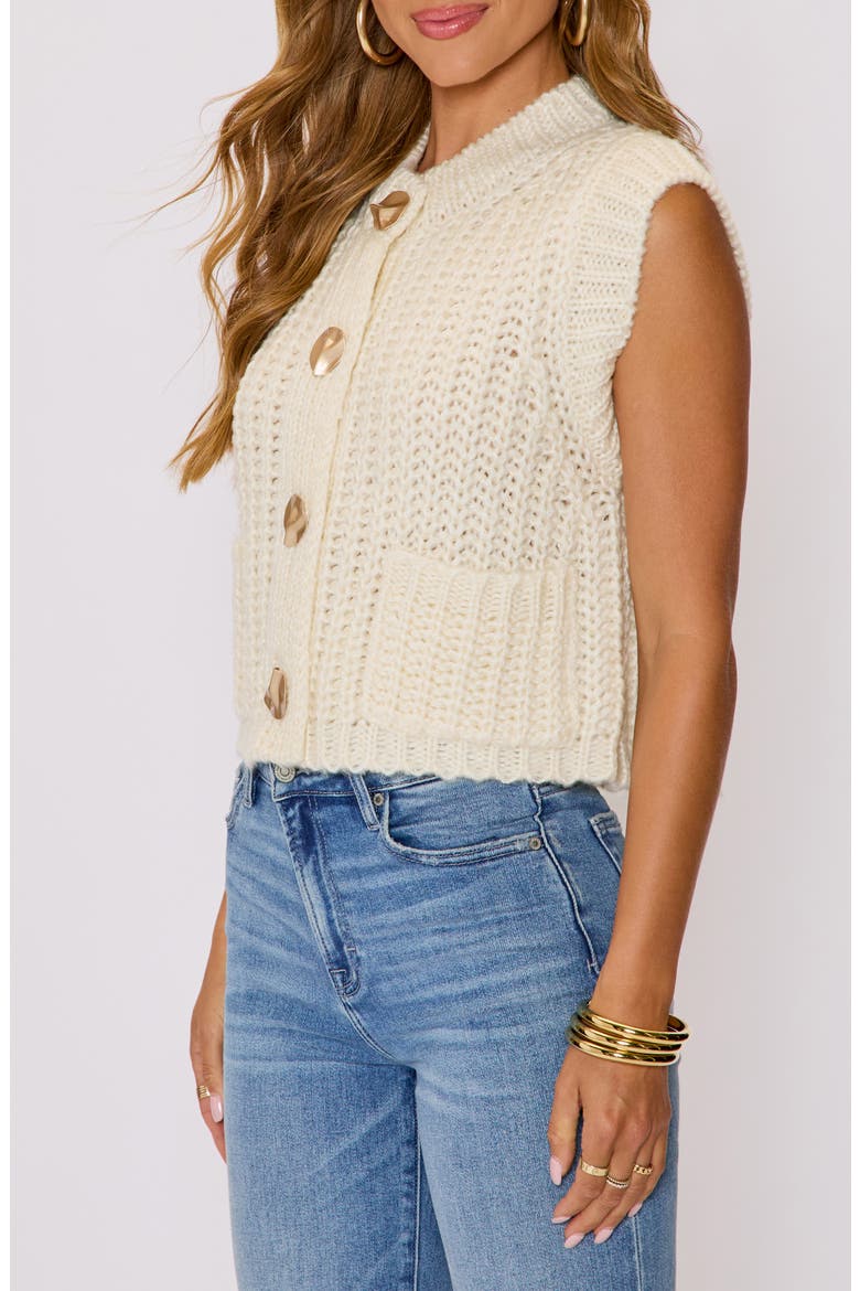 Daphne Hammered Button Sweater Vest, Alternate, color, CREAM