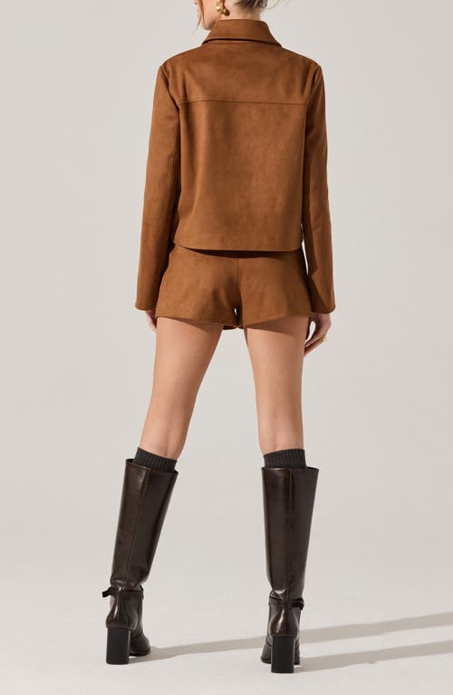 Astr The Label Jude Faux Suede Jacket In Brown