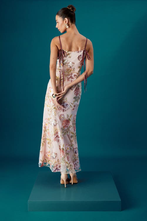 Coast Muse Strappy Floral Sequin Maxi Dress In Multi