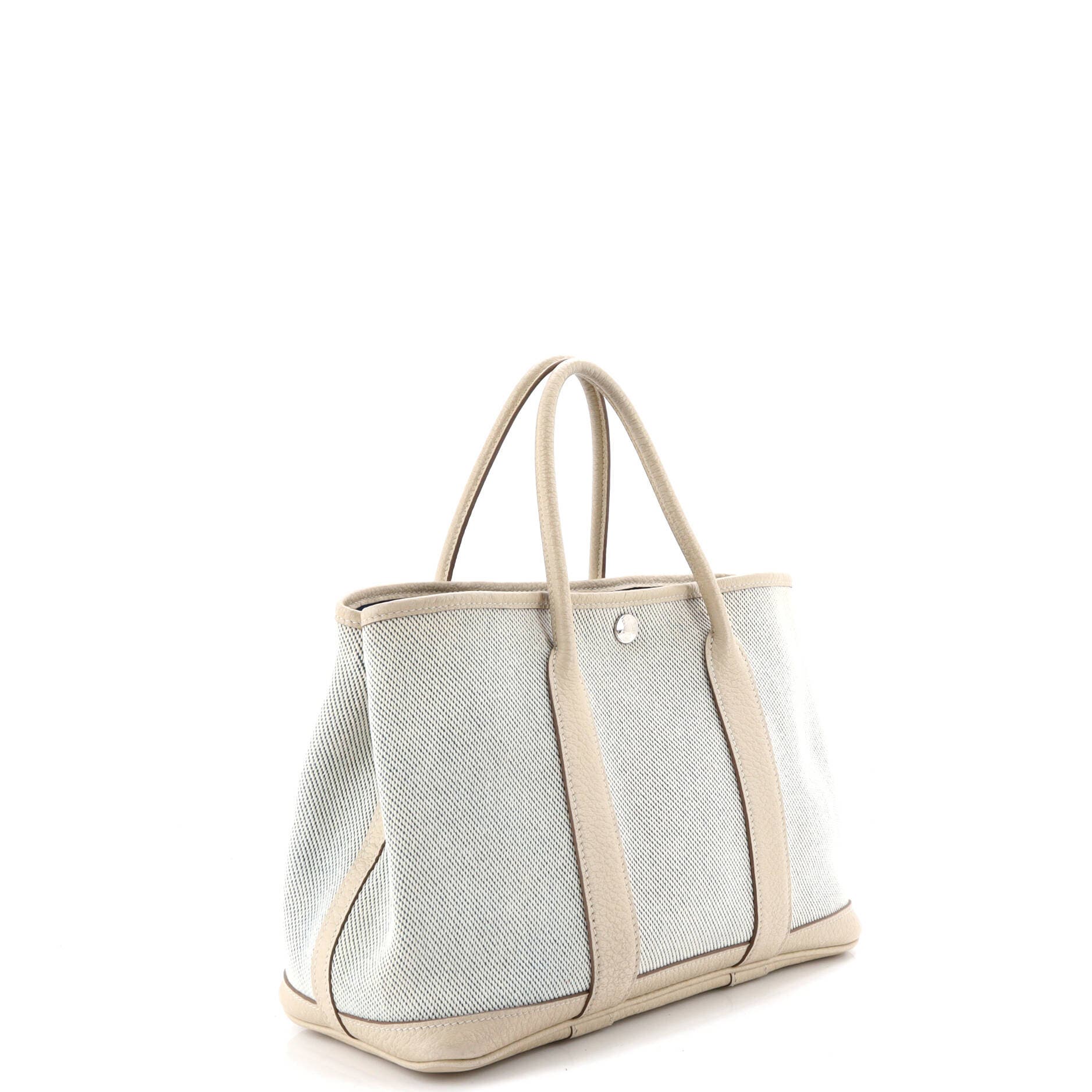 Pre-Owned Hermes Garden Party Tote Toile and Leather 30, Alternate, color, Bleu Colvert