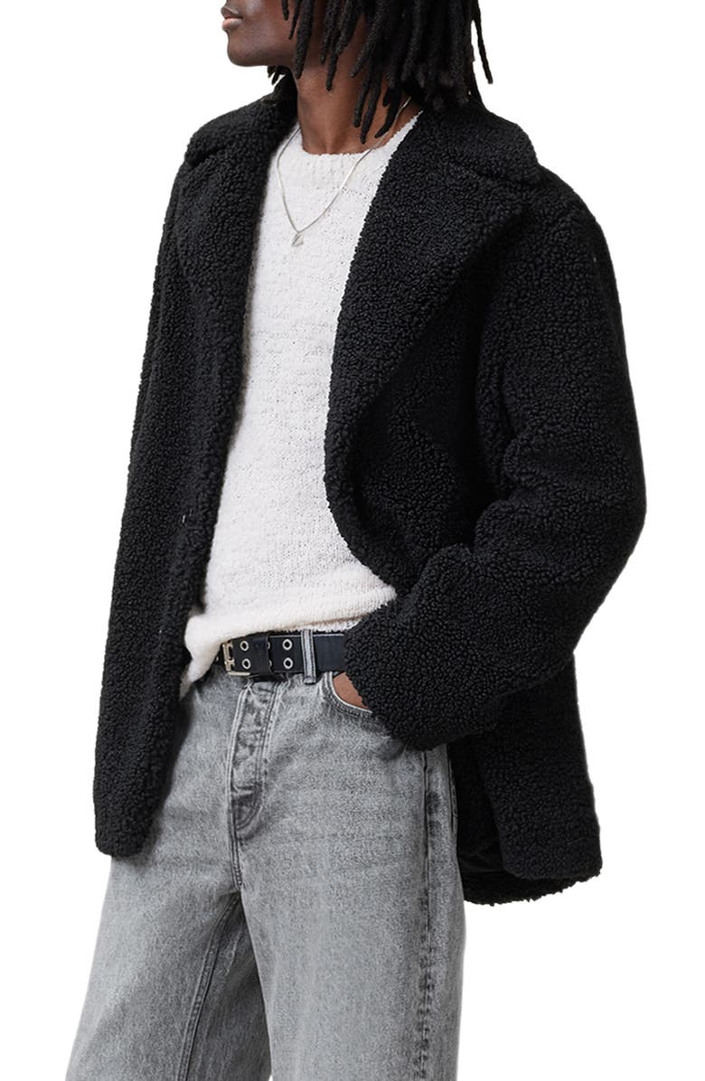 AllSaints Driscole Fleece Car Coat, Alternate, color, 