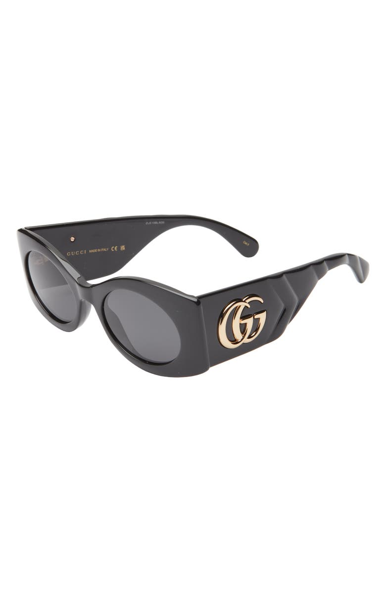 Gucci 53mm Square Sunglasses, Alternate, color, Black Grey