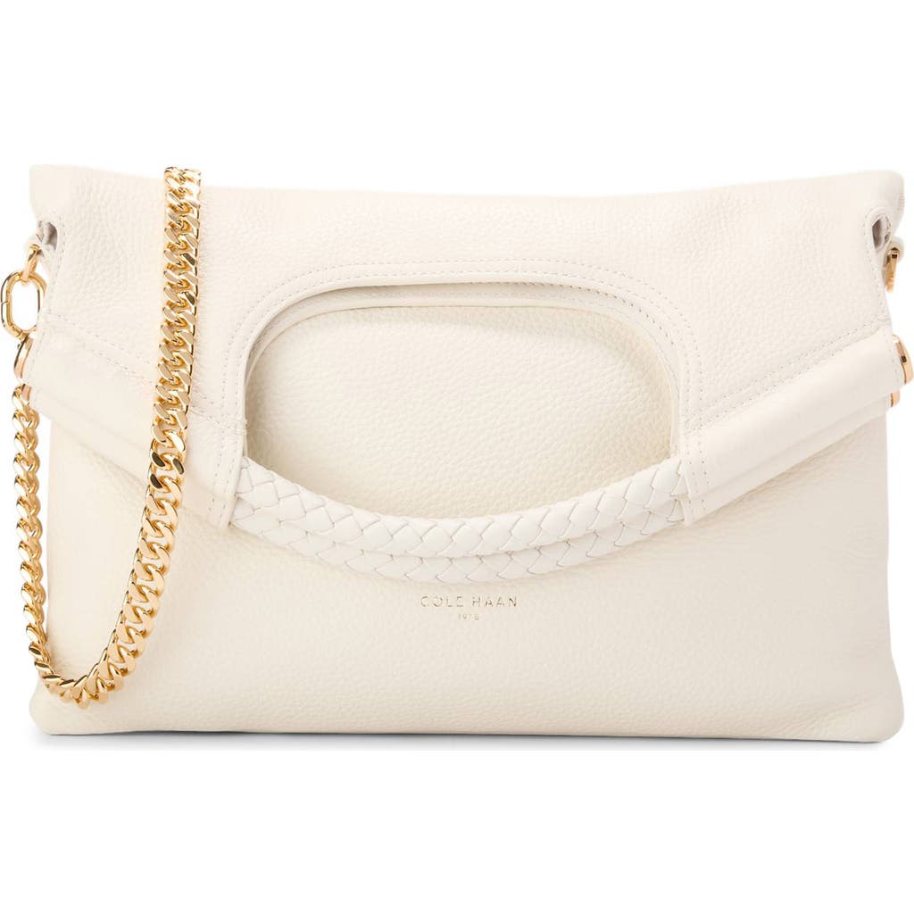 Cole Haan Carolyn Leather Foldover Tote In Ivory