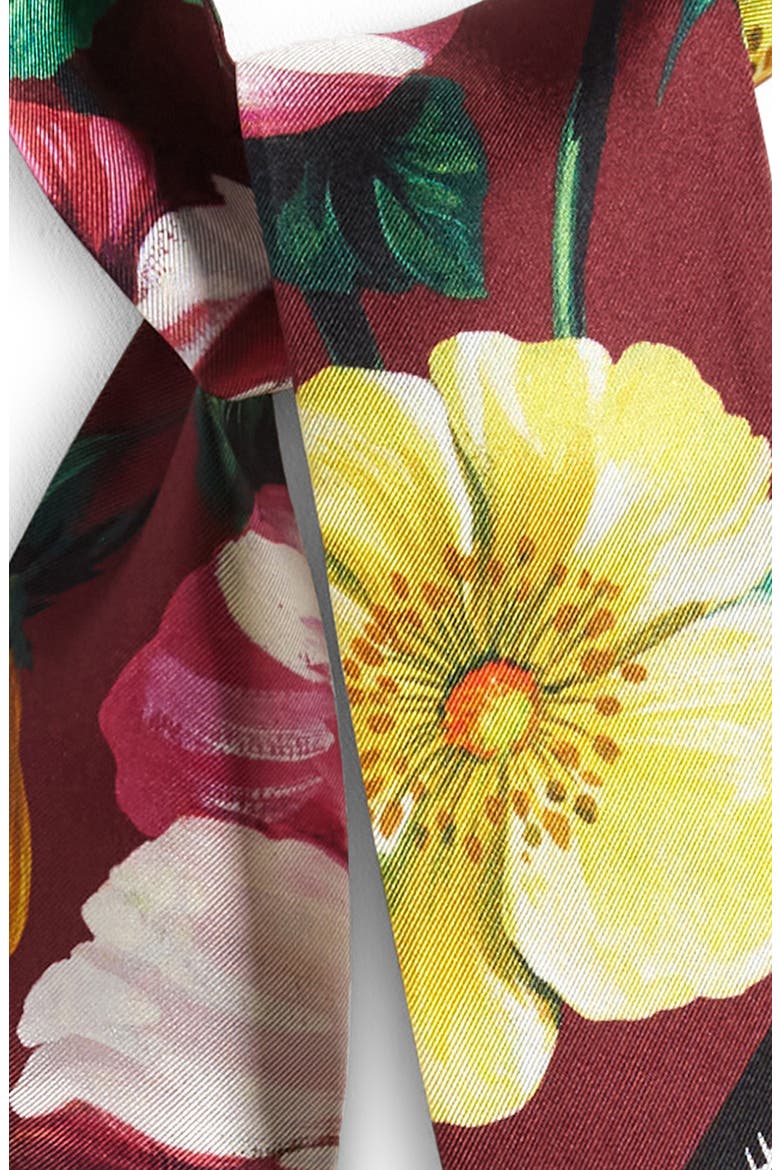 Floral Print Silk Twilly Scarf, Alternate, color, DK RED PRT
