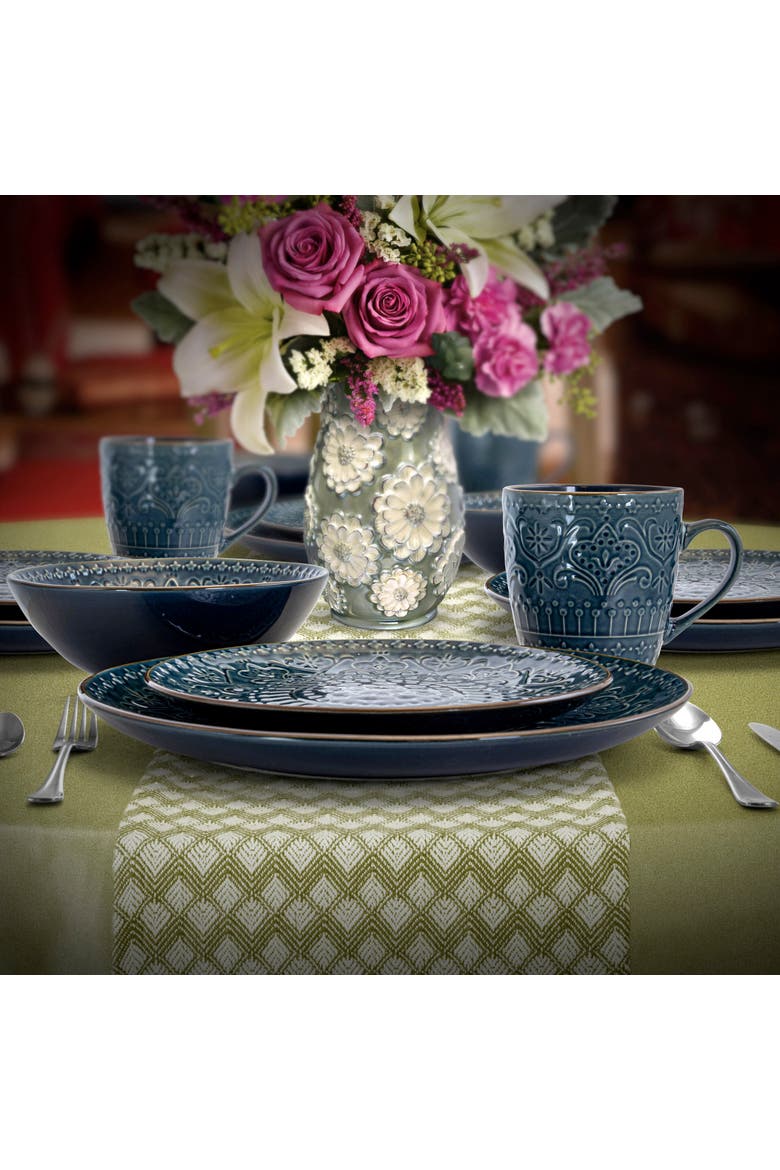 Deep Sea Mozaic 16 Piece Stoneware Dinnerware, Alternate, color, Blue