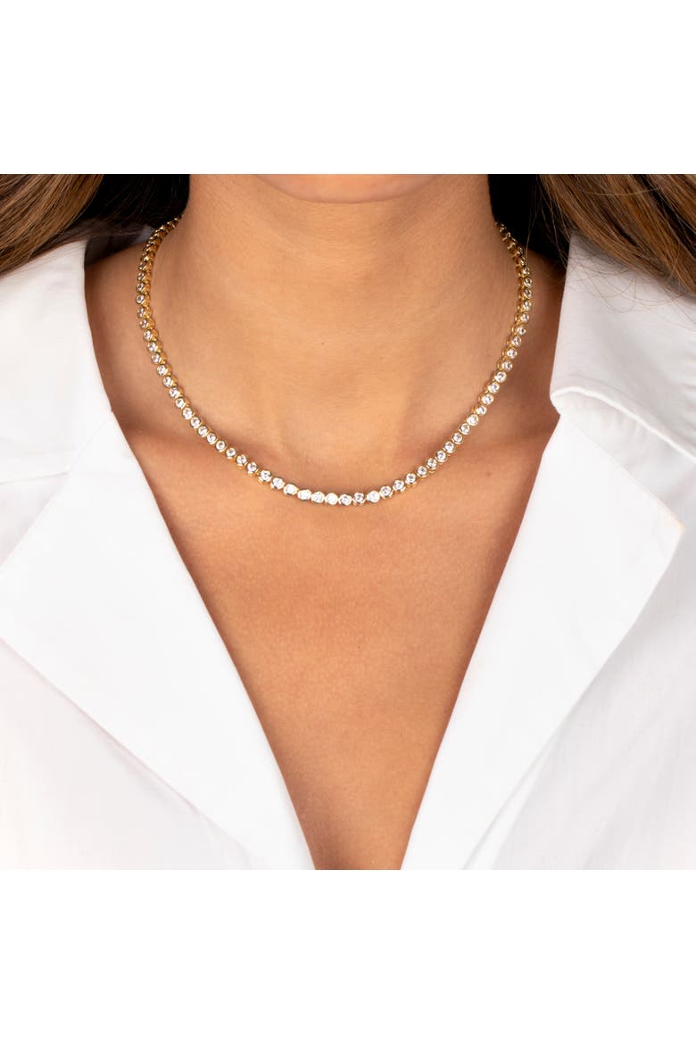CZ Bezel Tennis Necklace, Alternate, color, Gold