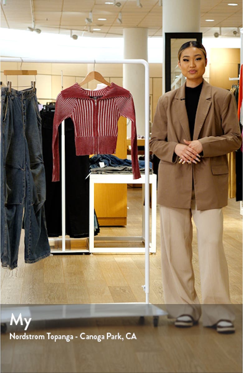 Off the Shoulder Rib Zip Cardigan, sales video thumbnail