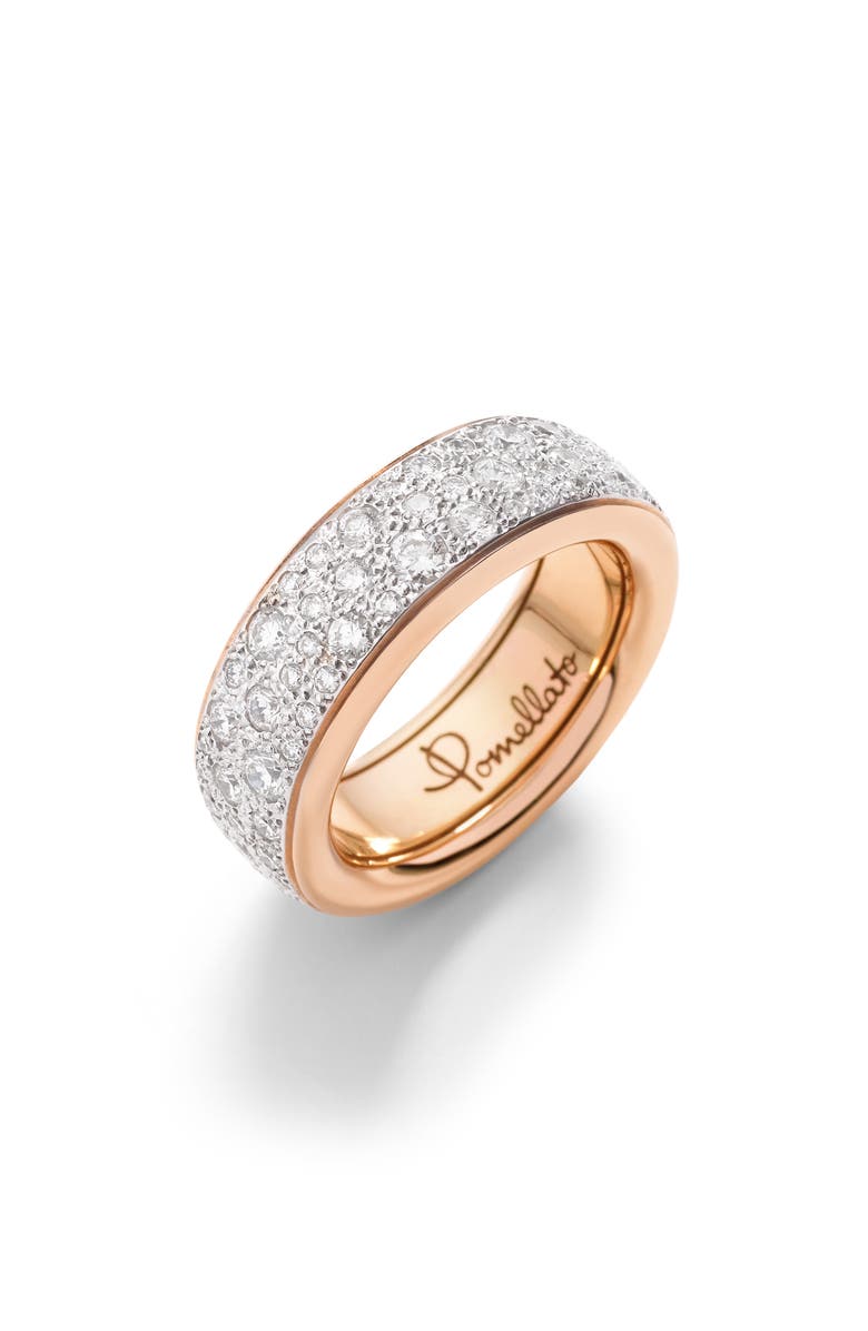 Pomellato Iconica Diamond Ring, Main, color, Rose Gold / White Diamonds