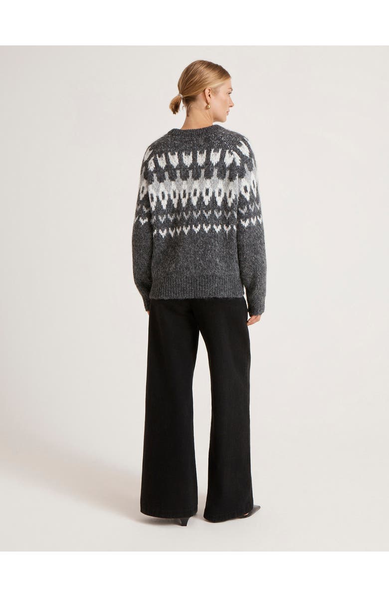 Finery London Belinda Fair Isle Round Neck Sweater, Alternate, color, Grey Marl