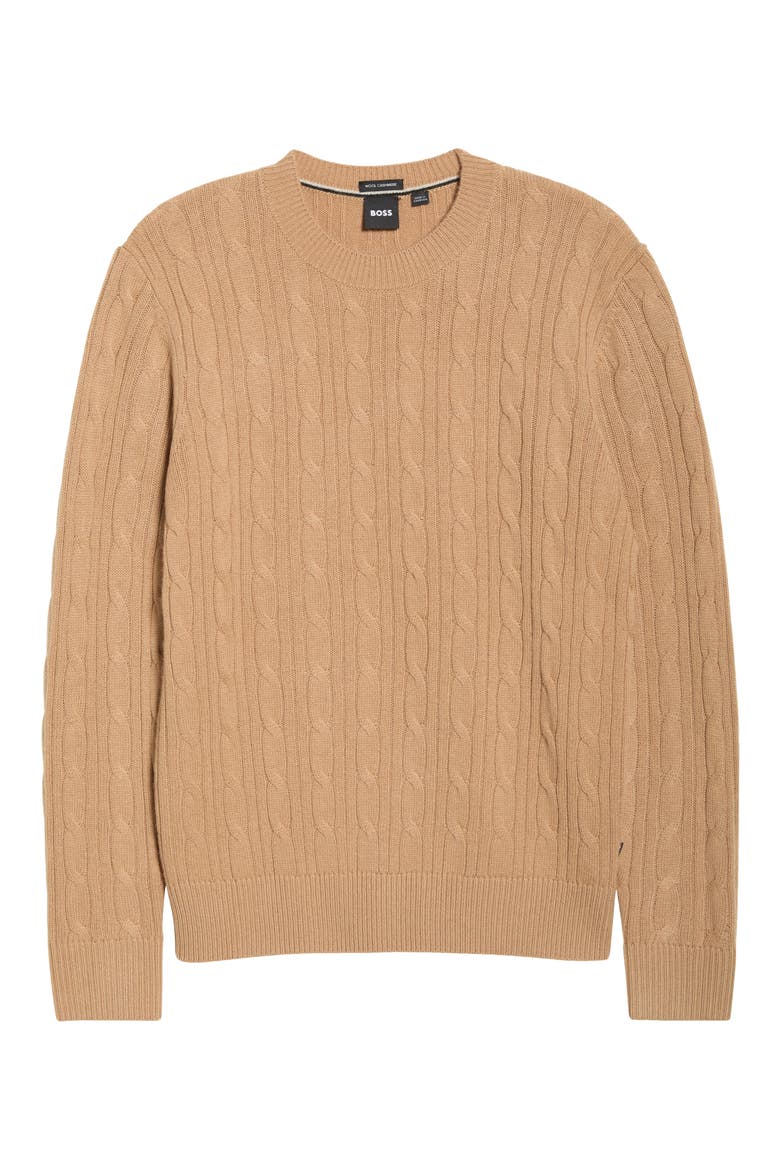 Hetico Cable Stitch Virgin Wool & Cashmere Sweater, Alternate, color, MEDIUM BEIGE