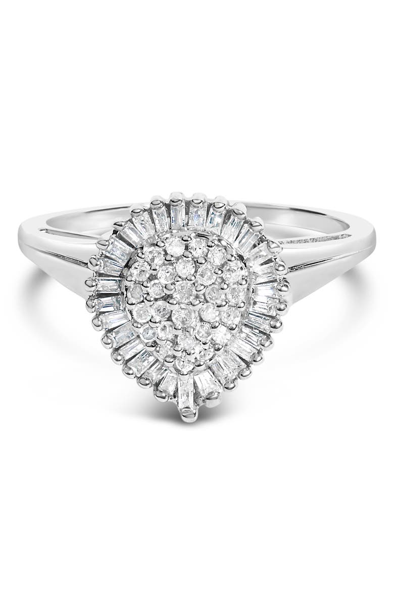 Haus of Brilliance 10K Gold 1/2 Cttw Diamond Domed Pave and Cluster Halo Cocktail Ring, Main, color, White