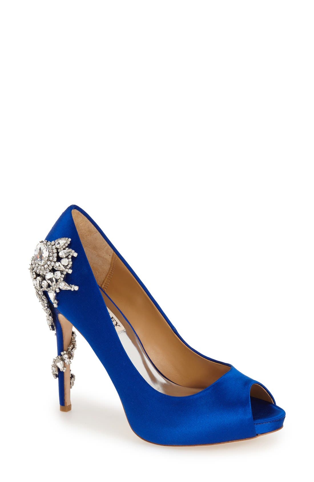 Badgley Mischka 'Royal' Crystal Embellished Peeptoe Pump, Main, color, IRIS