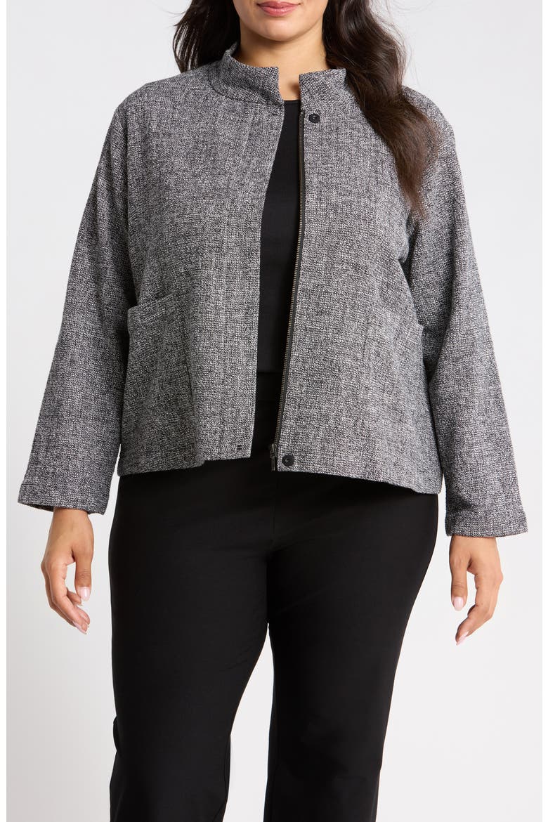 Stand Collar Jacket, Main, color, BLACK WHITE