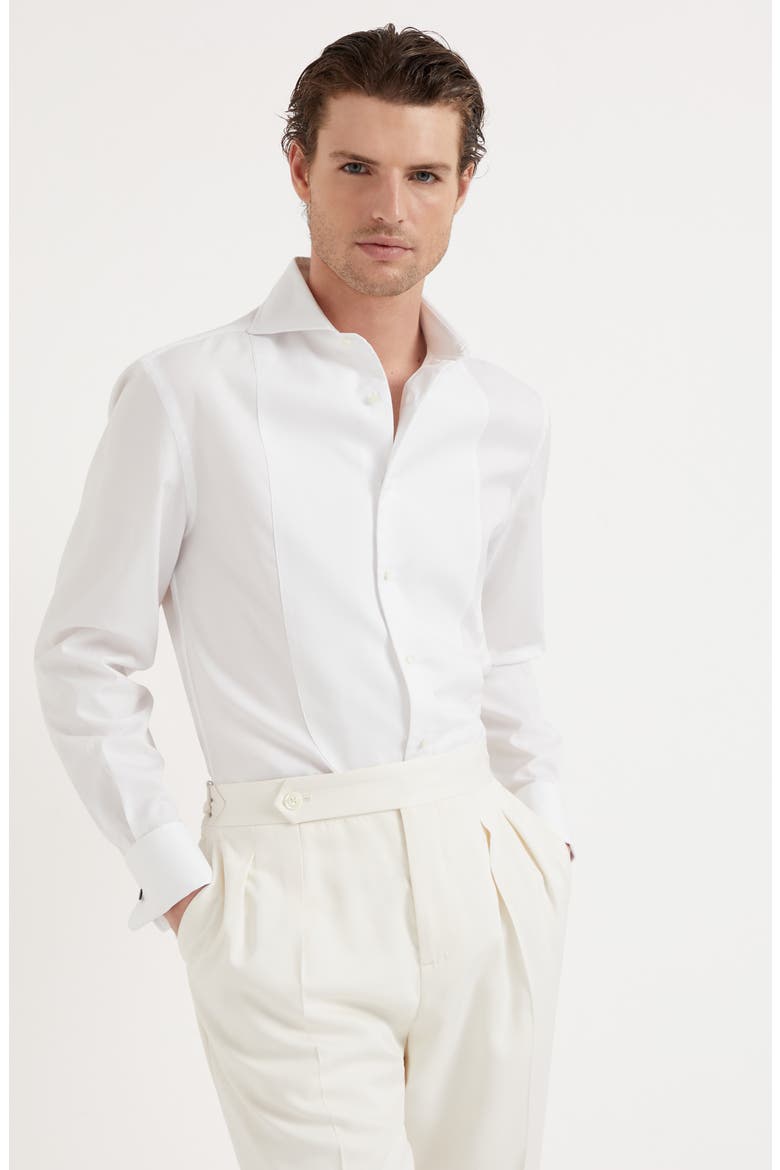 Tuxedo shirt with pleating, Alternate, color, White
