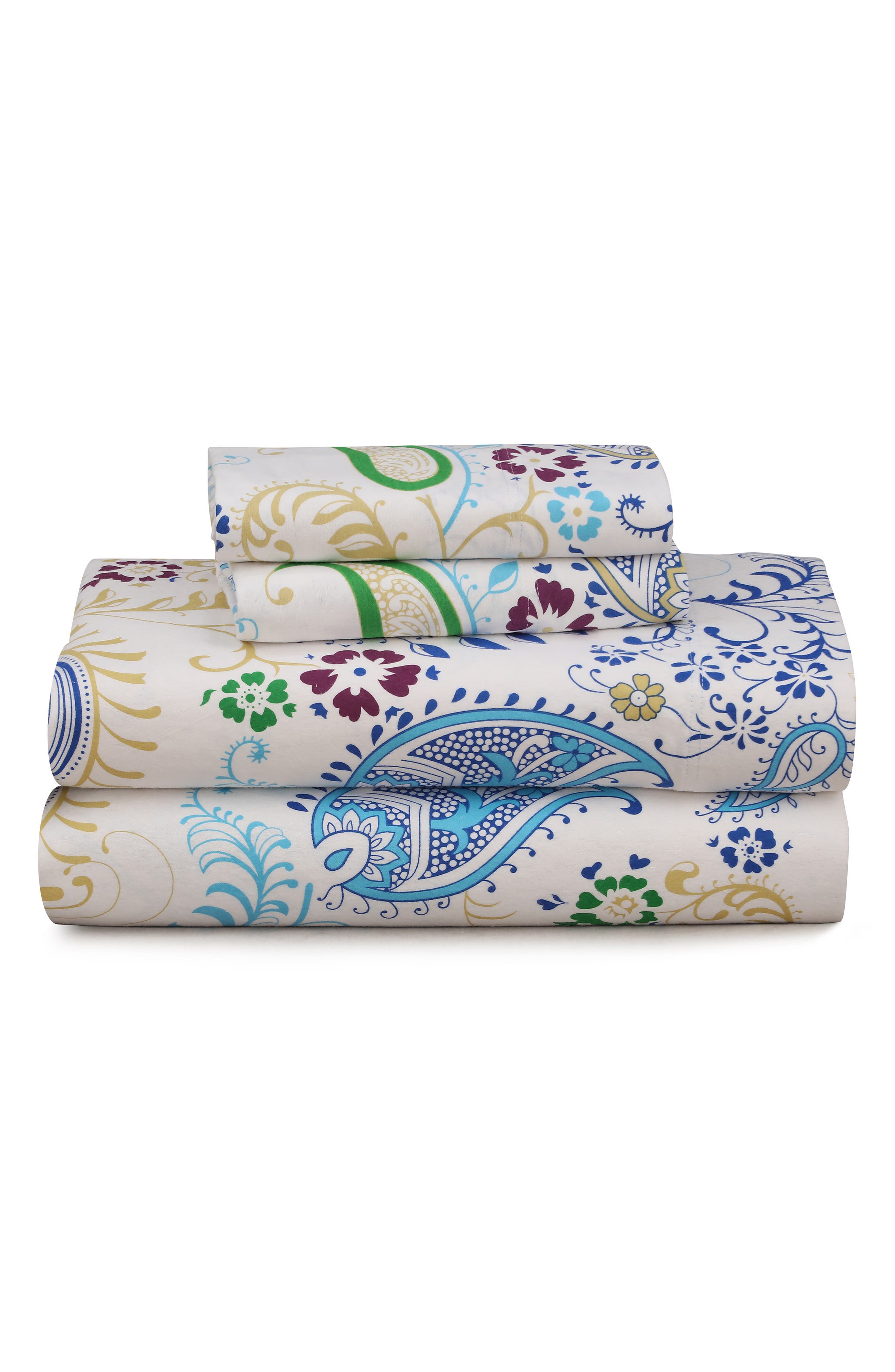 AZORES HOME Paisley Garden Flannel Sheet Set