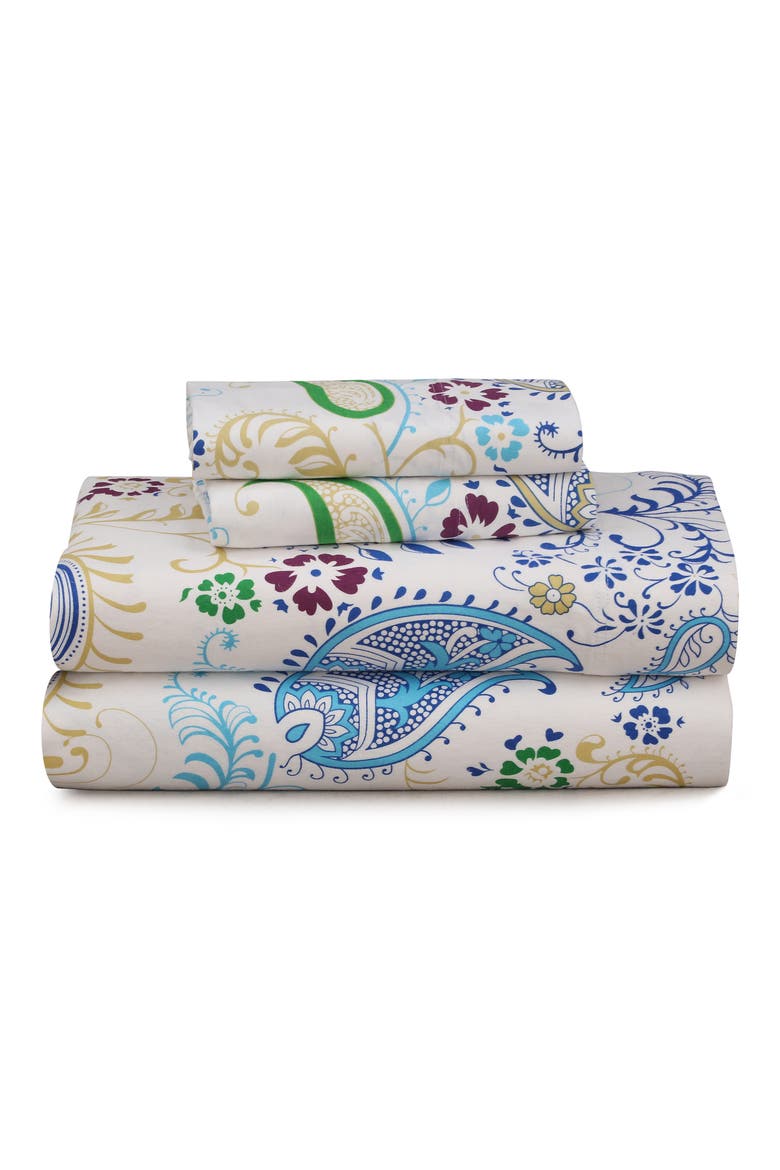 Paisley Garden Flannel Sheet Set, Main, color, MULTI FLORAL