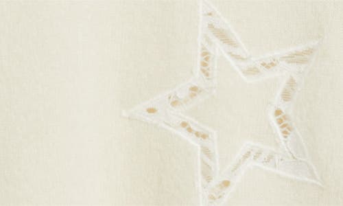 Loveshackfancy Westcott Star Lace Detail Wool & Cashmere Sweater In Neutral