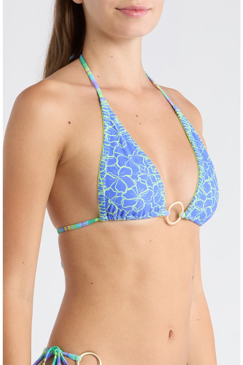 Ring Lace Stitch Halter Bikini Top, Alternate, color, SUGAR WAVE