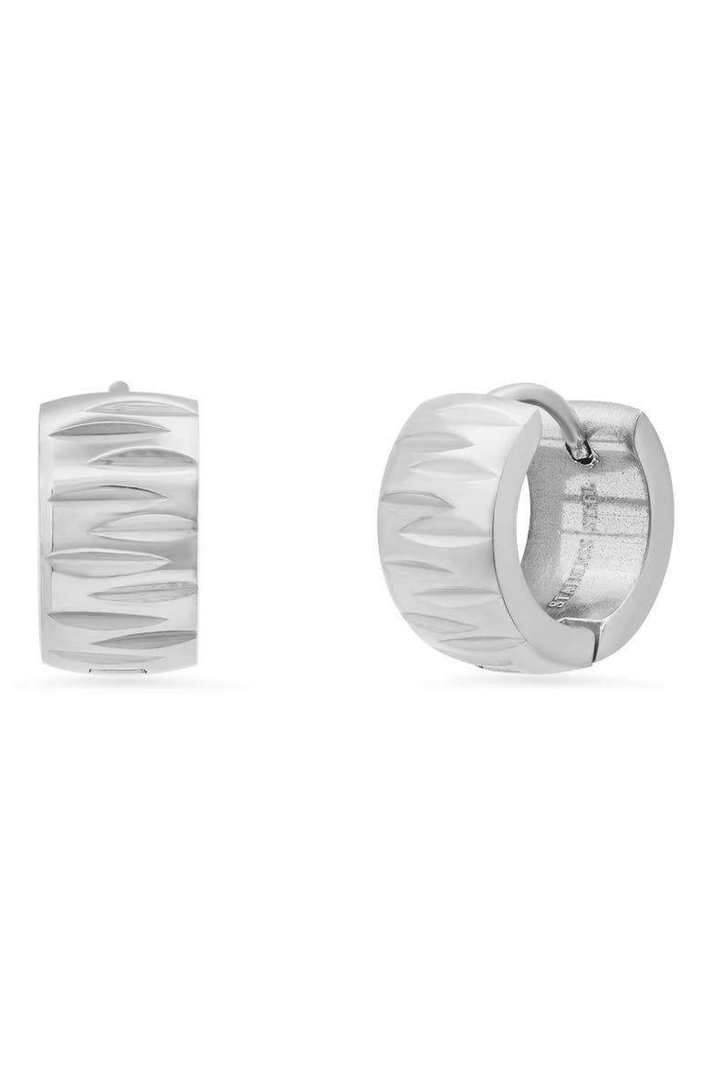 14mm Diamond Cut Huggie Hoop Earrings, Main, color, METALLIC