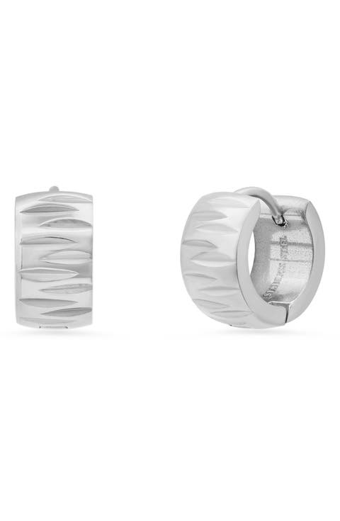 14mm Diamond Cut Huggie Hoop Earrings