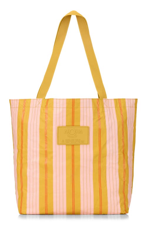 Aloha Collection Market Stripe Reversible Water Resistant Tyvek® Tote In Gold