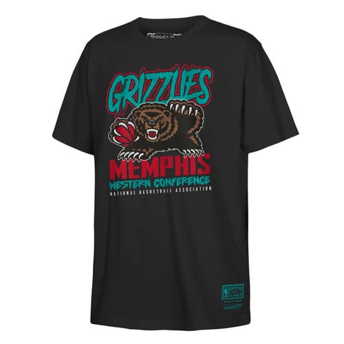 Mitchell & Ness Youth  Black Memphis Grizzlies Retro Mascot Script T-shirt
