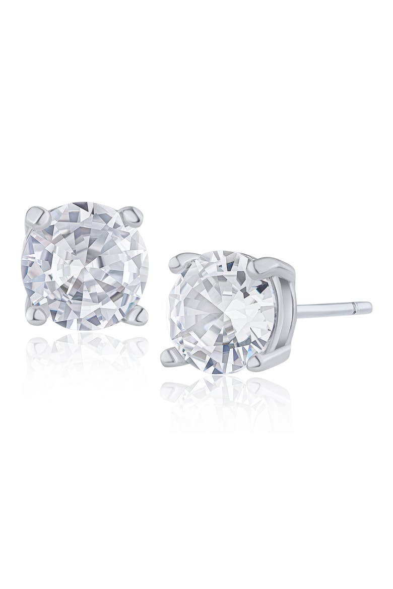 Round Cubic Zirconia Stud Earrings (Nordstrom Exclusive), Main, color, STERLING SILVER
