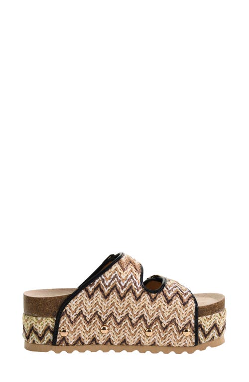 Dirty Laundry Pueblo Raffia Platform Slide Sandal In Natural Multi