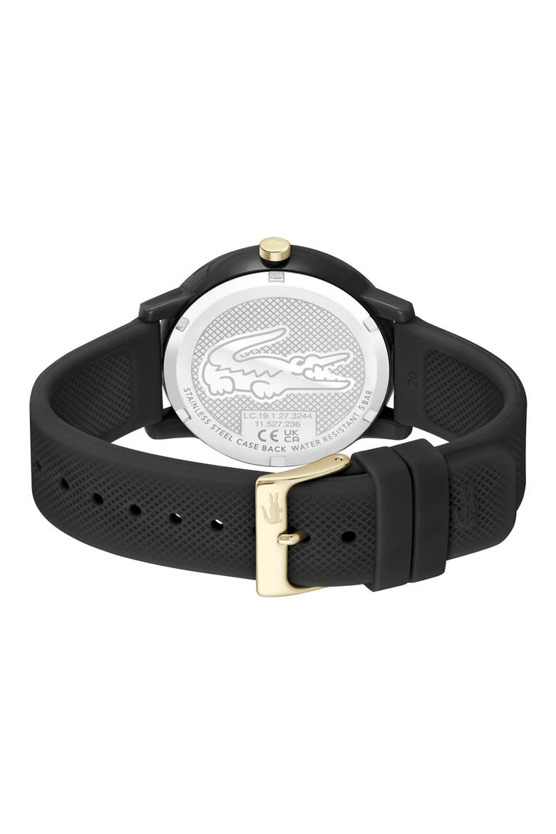 12.12 Silicone Strap Watch, 42mm, Alternate, color, BLACK