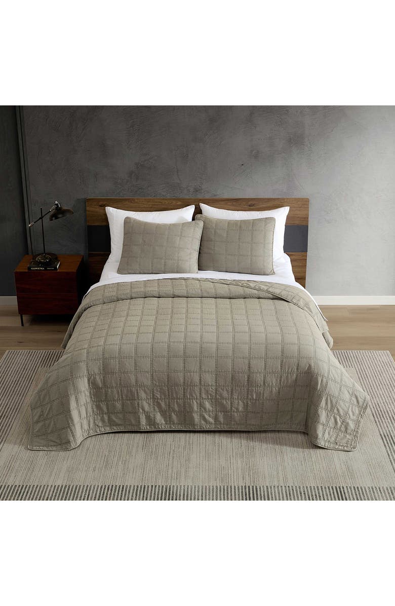 Kenneth Cole Reaction Stonewashed Solid Microfiber Quilt Set, Alternate, color, Medium/ Dark Brown