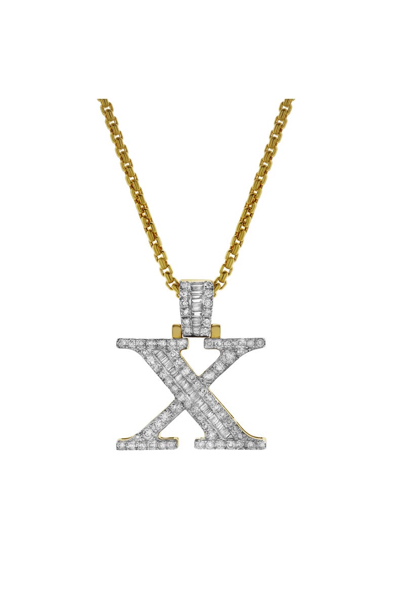 X Initial Diamond Pendant 10K Yellow Gold - 0.97 Carats, Alternate, color, 10K Yellow Gold