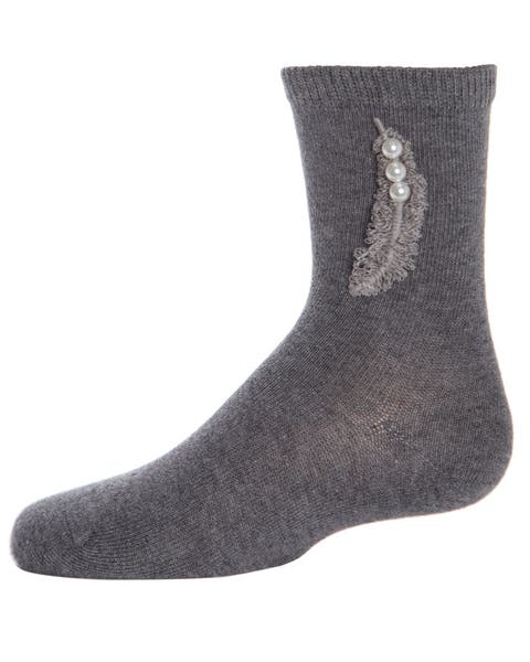 Feathery Combed Faux Pearl Crew Socks (Toddler, Little Kid & Big Kid)