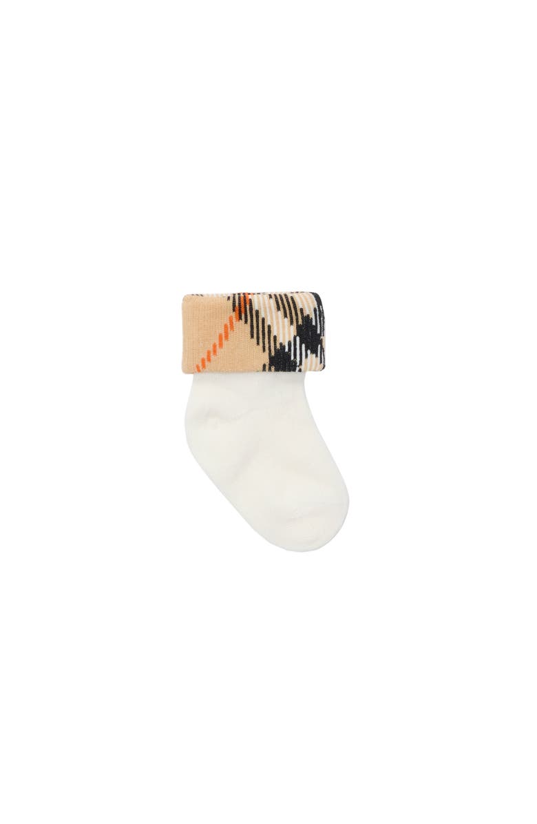 Burberry Two-piece Cotton Blend Socks Set, Main, color, White/Sand Beige