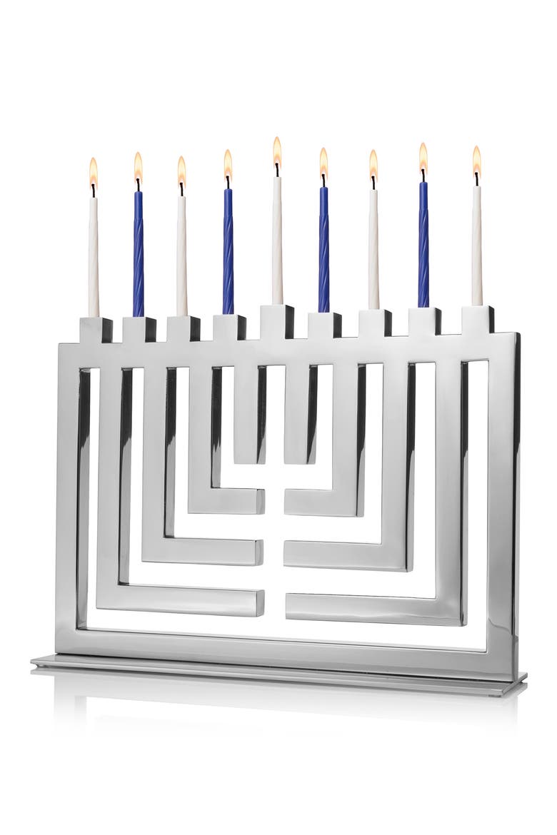 3D Cutout Menorah, Alternate, color, SILVER