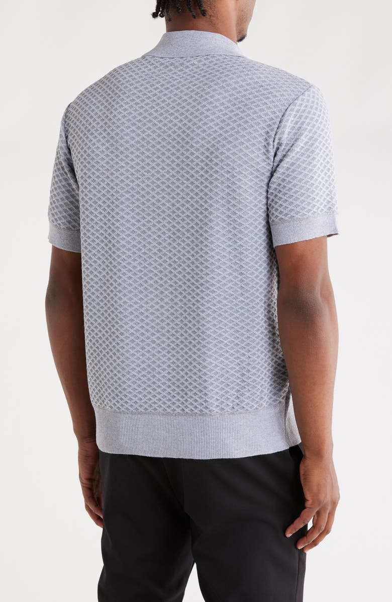 Buffalo Jeans Willisons Diamond Knit Short Sleeve Button-Up Shirt, Alternate, color, Heather Grey Mix