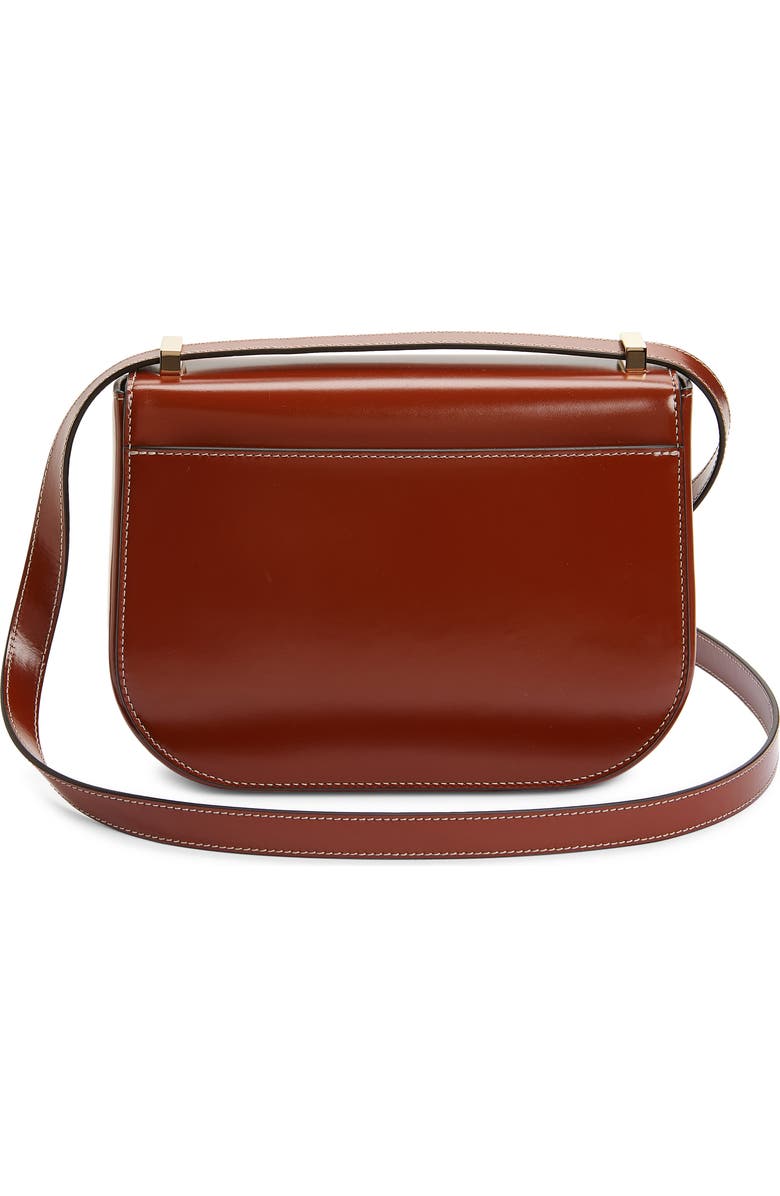 FERRAGAMO Double Gancio Leather Crossbody Bag, Alternate, color, Dark Cognac/ Testa Di Moro
