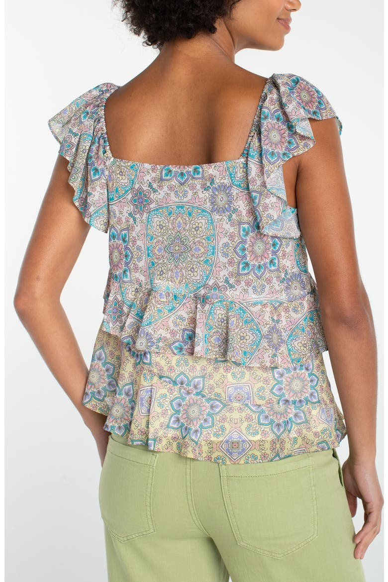 Print Ruffle Top, Alternate, color, CREAM CITRON MU